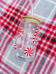 {RTS} 12 oz candy cane can glass