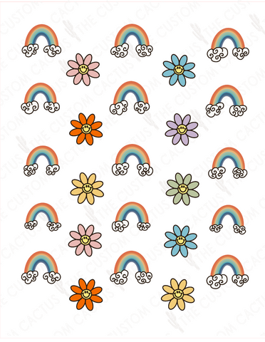 {Rainbows Smiley Daisy} Cactus-Cals Vinyl Sticker Set