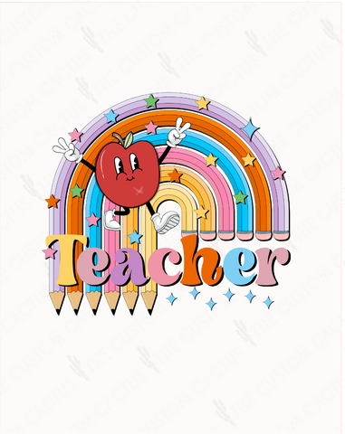 {Teacher Rainbow} Cactus-Cals Vinyl Sticker