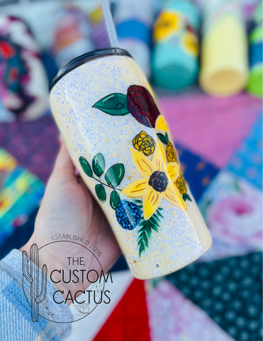 {RTS} Hand Painted Floral Tumbler